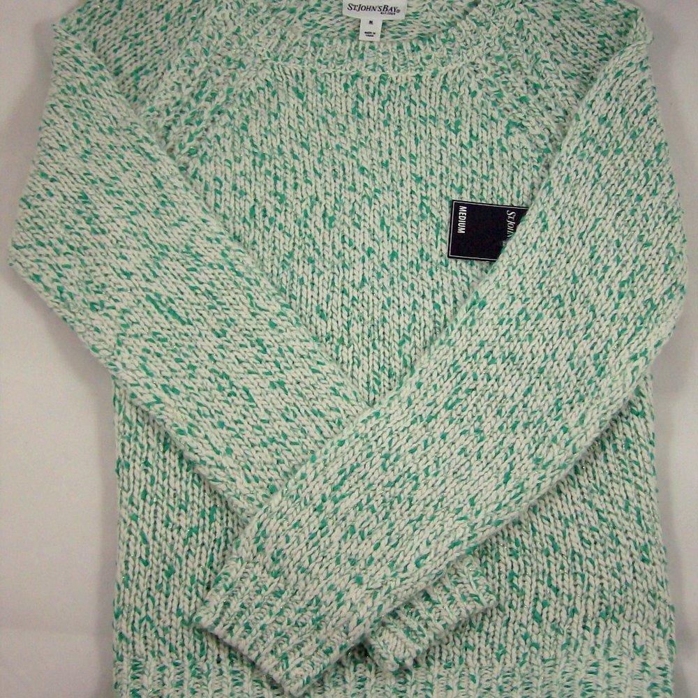 St. John's Bay Ivory w/Green Sweater